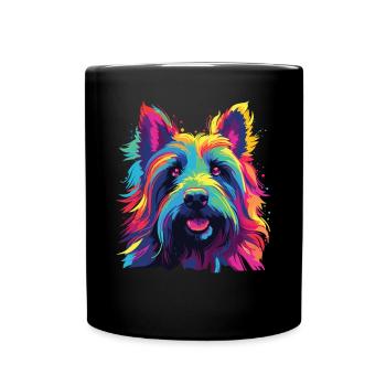 Wasserfarben Farbenfroher Skye Terrier - Tasse einfarbig - Schwarz - Vorne