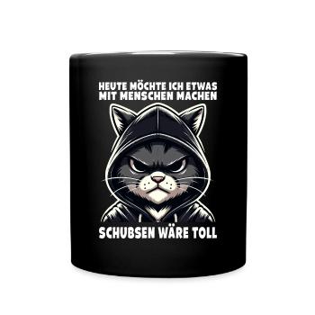 Shoving would be great sarcastic cat lover - Full Colour Mug - black - Front