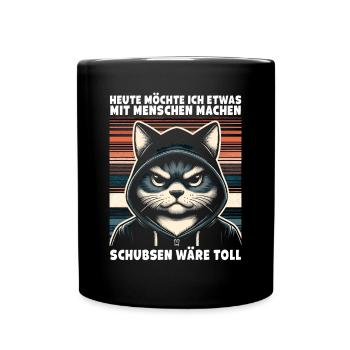 Shoving would be great sarcastic cat lover - Full Colour Mug - black - Front