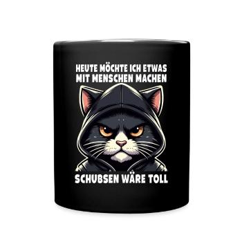 Shoving would be great sarcastic cat lover - Full Colour Mug - black - Front