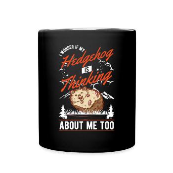Igel Geschenk Stacheligel - Tasse einfarbig - Schwarz - Vorne