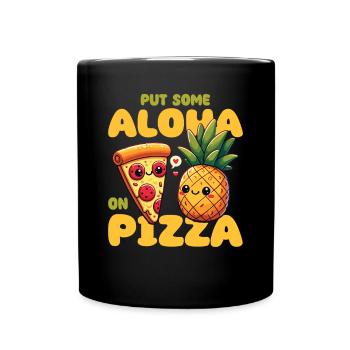 Kawaii Pizza with Pineapple Dear Best Friends - Full Colour Mug - black - Front