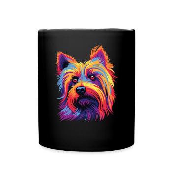 Aquarelle coloré Silky Terrier - Mug uni - noir - Devant