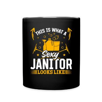 This Is What A Sexy Janitor Looks Like - Cleaning - Full Colour Mug - black - Front
