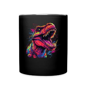 Watercolor Colorful T-rex Colorful Animals - Full Colour Mug - black - Front