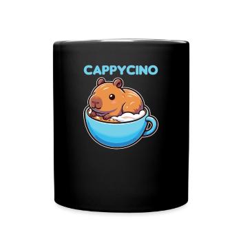 Cappyccino Capybara Kaffee Cappuccino - Tasse einfarbig - Schwarz - Vorne