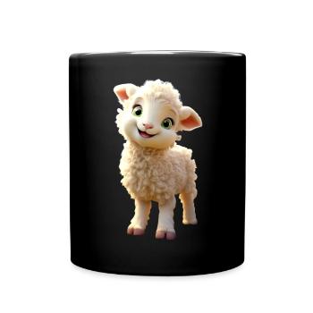 Sheep Lamb Mowing Sheep Shepherd Cute Sheep Sheep - Full Colour Mug - black - Front