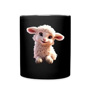 Sheep Lamb Mowing Sheep Shepherd Cute Sheep Sheep - Full Colour Mug - black - Front