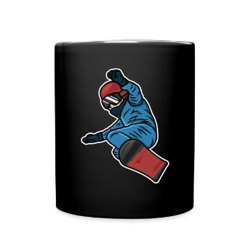 Kleiner Snowboarder - Tasse einfarbig - Schwarz - Vorne
