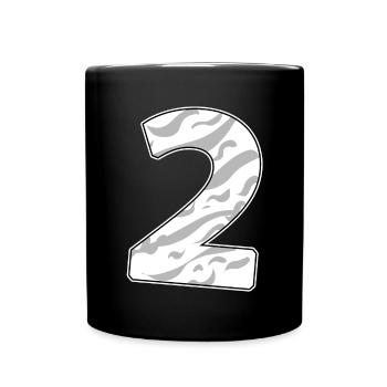 Nummer 2 Zahl Ziffer - Tasse einfarbig - Schwarz - Vorne