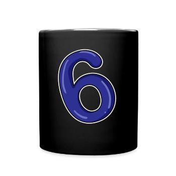 Number 6 Number Blue - Full Colour Mug - black - Front