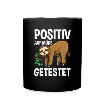 Tested positive for Tired Sloth Sleep Shirt - Full Colour Mug - black - Front