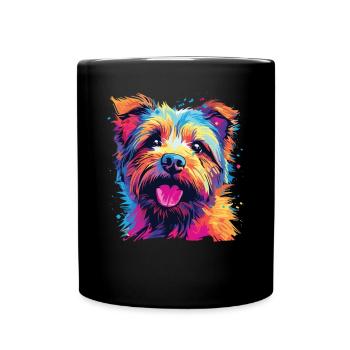 Wasserfarben Farbenfroher Norfolk Terrier - Tasse einfarbig - Schwarz - Vorne