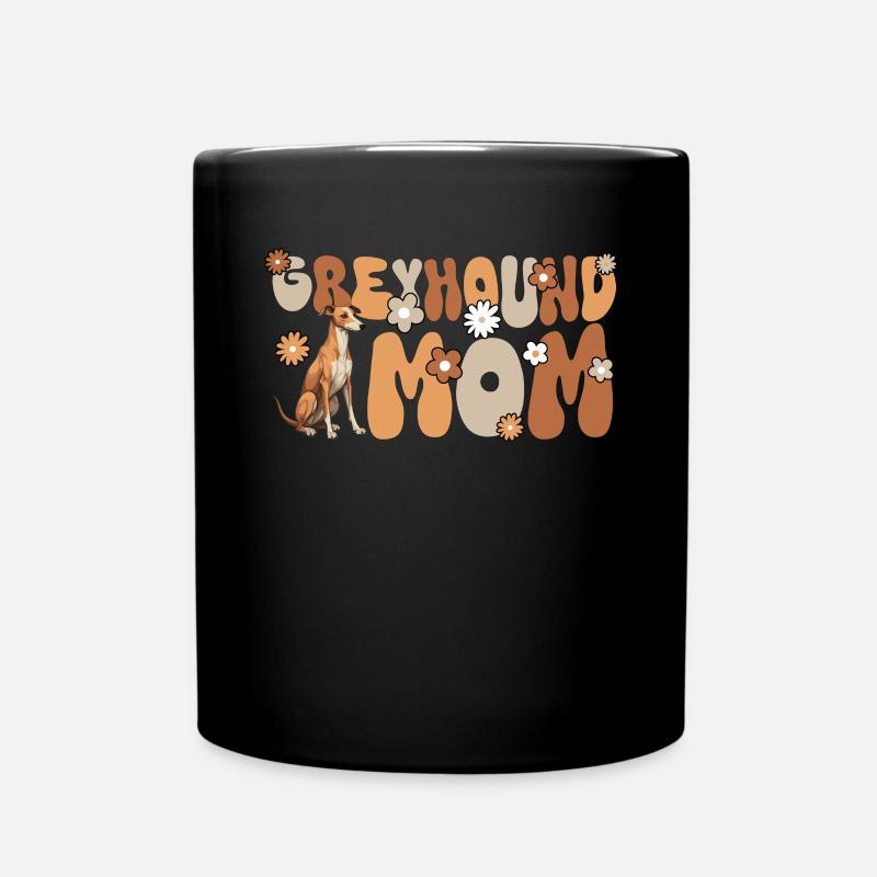 Greyhound Groovy Greyhound mom - Full Colour Mug - black