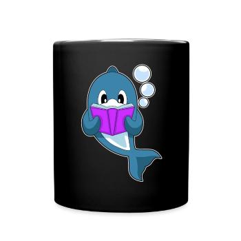Dolphin Nerd Book - Full Colour Mug - black - Front