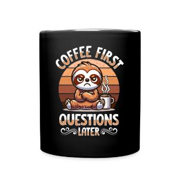 Grumpy Sloth With Coffee Morning Mood - Full Colour Mug - black - Front