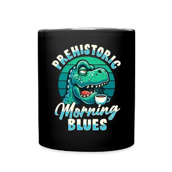Grumpy Trex Dinosaur With - Full Colour Mug - black - Front