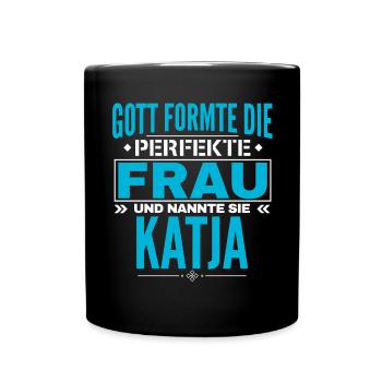 Katja Name Design - Tasse einfarbig - Schwarz - Vorne