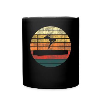 Sonnenuntergang Hochsprung Silhouette - Tasse einfarbig - Schwarz - Vorne