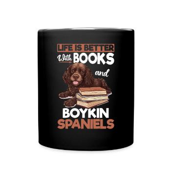 Boykin Spaniel Dog Breed Life is Better with Books - Full Colour Mug - black - Front