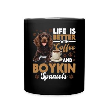 La vie de chien de l’épagneul Boykin est meilleure avec du café - Mug uni - noir - Devant