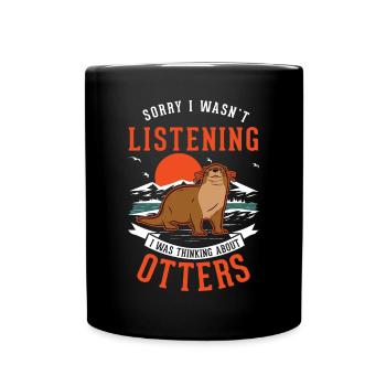 Otter Geschenk Fischotter Seeotter - Tasse einfarbig - Schwarz - Vorne