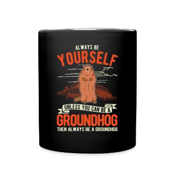 Murmeltier Groundhog Waldmurmeltier - Tasse einfarbig - Schwarz - Vorne
