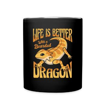 La vie est plus belle avec un dragon barbu Pogona - Mug uni - noir - Devant