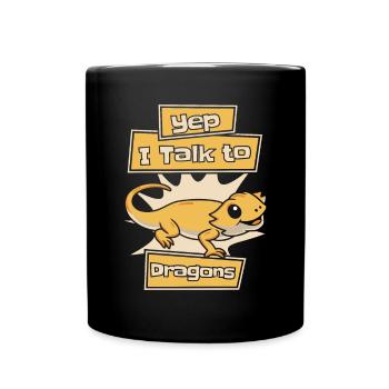 I Talk To Dragons Pogona Pet Lizard Owner Bearded - Full Colour Mug - black - Front