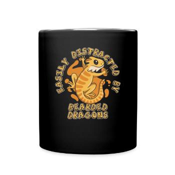 Easily Distracted By Bearded Dragons Pogona - Full Colour Mug - black - Front