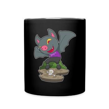 Chauve-souris Halloween crâne - Mug uni - noir - Devant