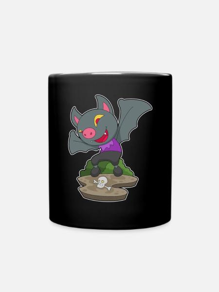 Chauve-souris Halloween crâne - Mug uni - noir