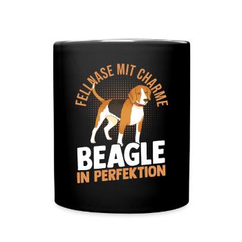 Hund Beagle - Tasse einfarbig - Schwarz - Vorne