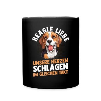 Hund Beagle - Tasse einfarbig - Schwarz - Vorne