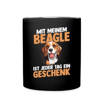 Hund Beagle - Tasse einfarbig - Schwarz - Vorne
