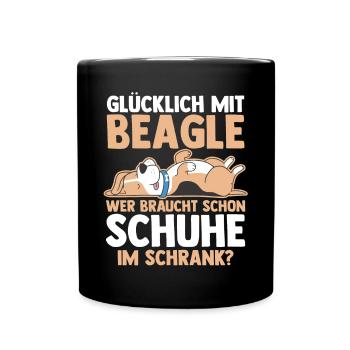 Hund Beagle - Tasse einfarbig - Schwarz - Vorne