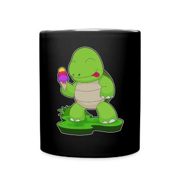 Schildkröte Waffeleis - Tasse einfarbig - Schwarz - Vorne