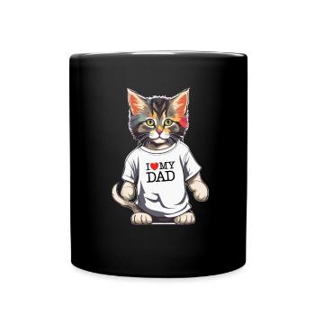 Süße Katze Ich Liebe Meinen Papa Bester Katzenpapa - Tasse einfarbig - Schwarz - Vorne