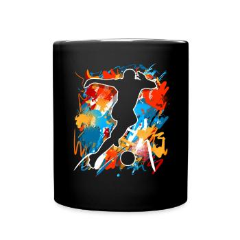 Fußball Fußballer - Tasse einfarbig - Schwarz - Vorne