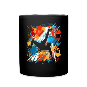 Fußball Fußballer - Tasse einfarbig - Schwarz - Vorne