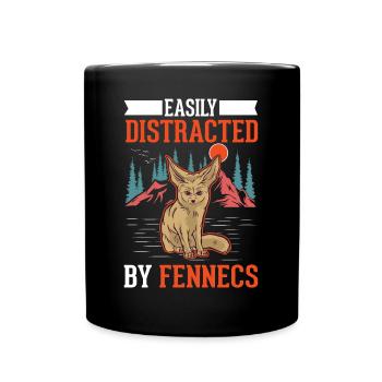 Easily distracted by Fennecs Fennek Wüstenfuchs - Tasse einfarbig - Schwarz - Vorne