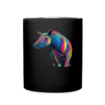 Watercolor Colorful Tapir Colorful Animals - Full Colour Mug - black - Front
