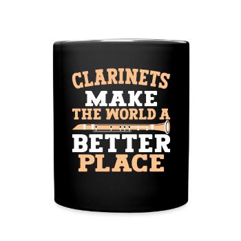 Clarinettiste Clarinette Jouant de la basse - Mug uni - noir - Devant