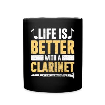 Clarinetist Clarinet Playing Bass Musician - Full Colour Mug - black - Front