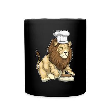 Lion Baker Rolling Pin Baking - Full Colour Mug - black - Front