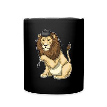Lion Painter Brush Painting - Full Colour Mug - black - Front