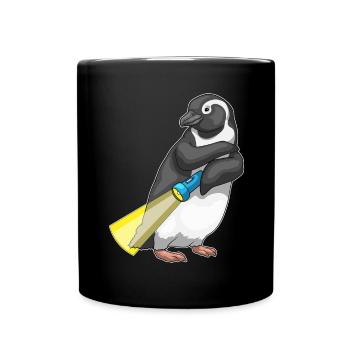 Pinguin Taschenlampe - Tasse einfarbig - Schwarz - Vorne