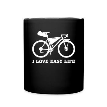 I Love Easy Life - Gravel Bike Bikepacker Bikepack - Tasse einfarbig - Schwarz - Vorne