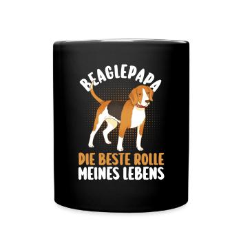 Hund Hundepapa Vater Beaglepapa Beagle - Tasse einfarbig - Schwarz - Vorne
