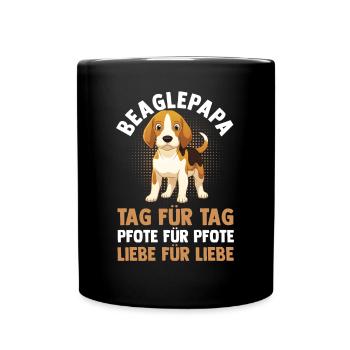 Hund Hundepapa Vater Beaglepapa Beagle - Tasse einfarbig - Schwarz - Vorne